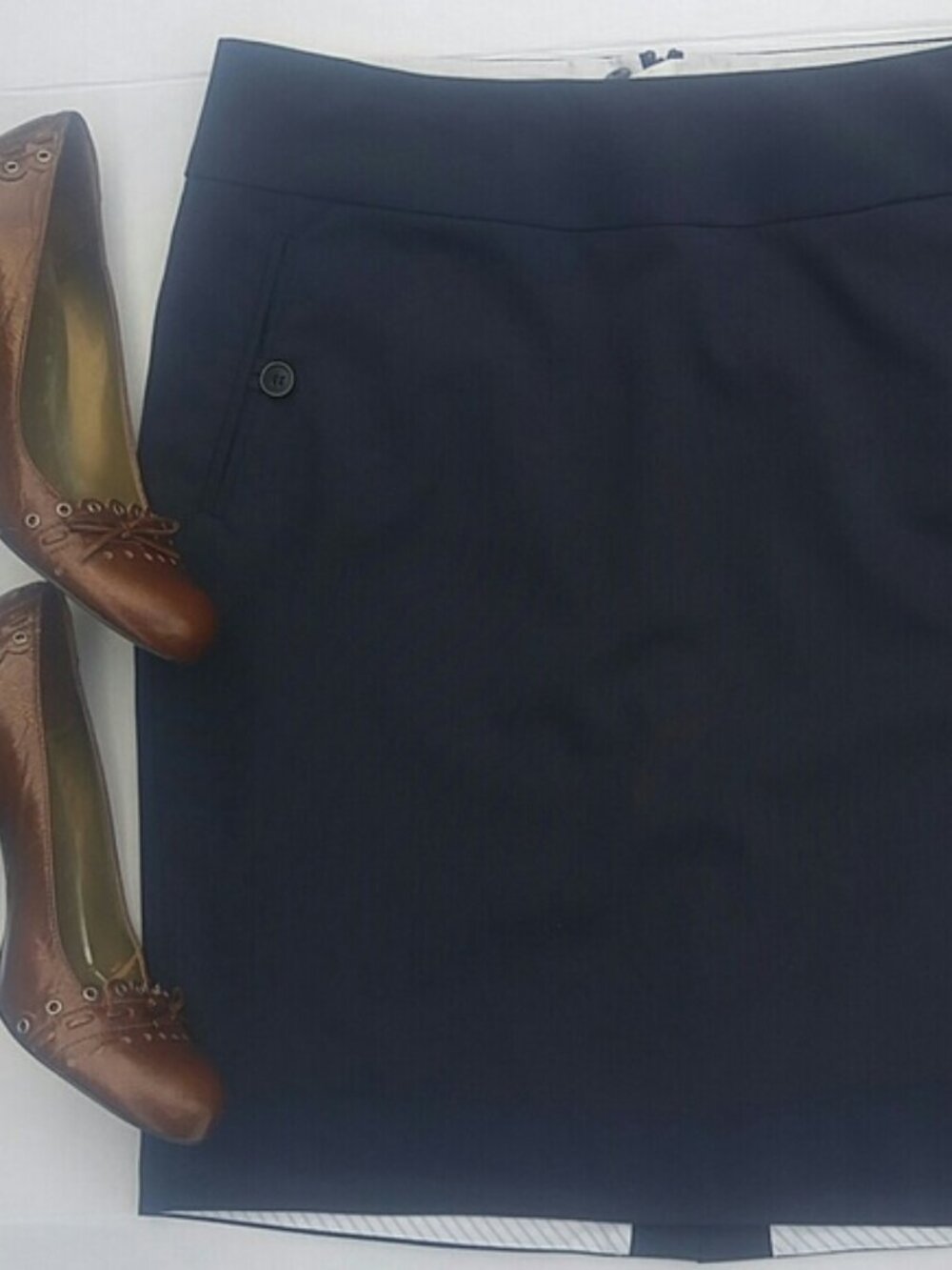 Mexx SZ 8UK Vintage Navy Blue Pencil Skirt with Back Center Zip Mini